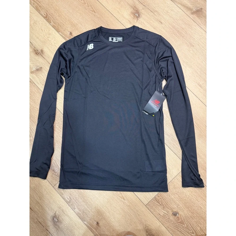 New Balance NB Dry Long Sleeve Athletic Shirt Black Crew Neck Performance Top S - Picture 1 of 5